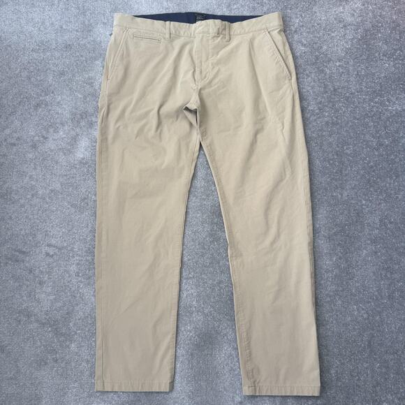 J Crew Pants Mens 36x32 Khaki Stretch Flat Front Classic Fit Chinos Casual - Picture 1 of 10